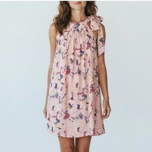 Bellambra Linen Mini Blush Floral Shift Dress